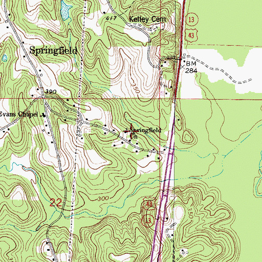 Topographic Map of Springfield Church, AL