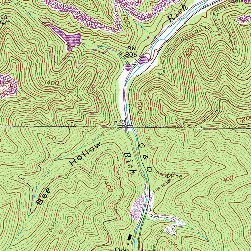 Topographic Map of Bee Hollow, WV