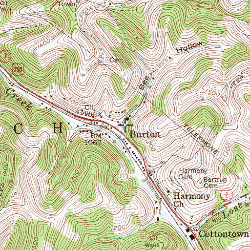Topographic Map of Bee Hollow, WV