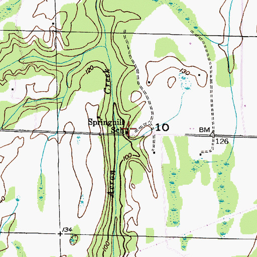 Topographic Map of Springhill School (historical), AL