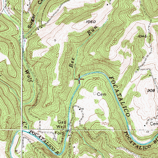 Topographic Map of Bee Run, WV