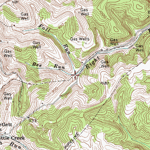 Topographic Map of Bee Run, WV