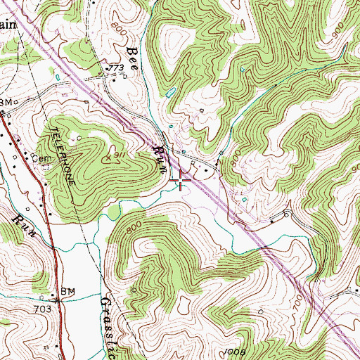 Topographic Map of Bee Run, WV