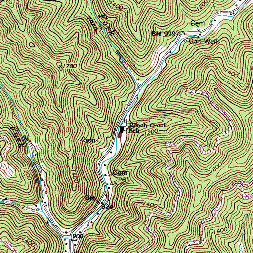 Topographic Map of Beech Creek School (historical), WV