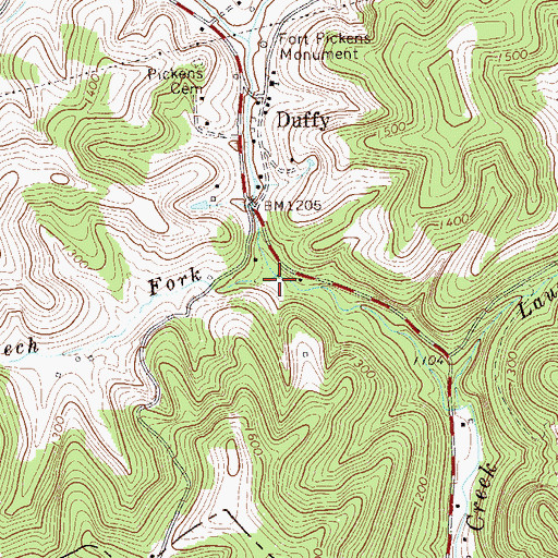Topographic Map of Beech Fork, WV