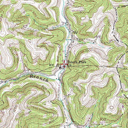Topographic Map of Beech Fork Church, WV