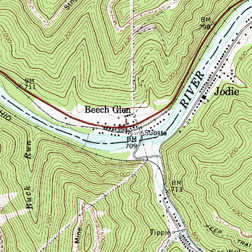 Topographic Map of Beech Glen, WV