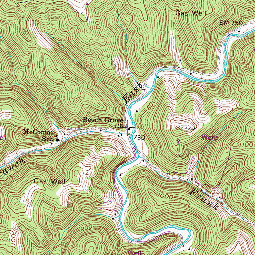 Topographic Map of Beech Grove Church, WV