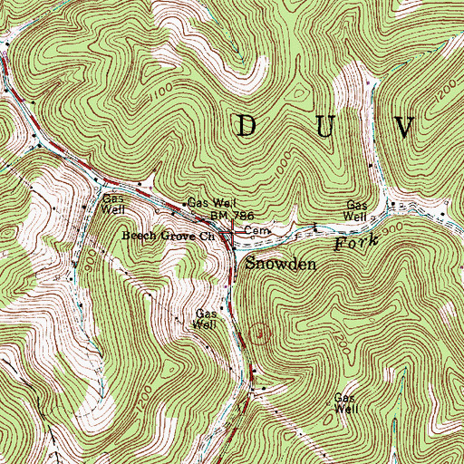 Topographic Map of Beech Grove Church, WV