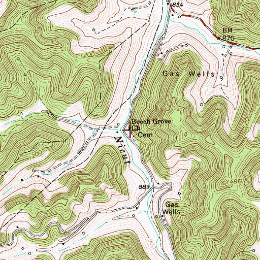 Topographic Map of Beech Grove Church, WV