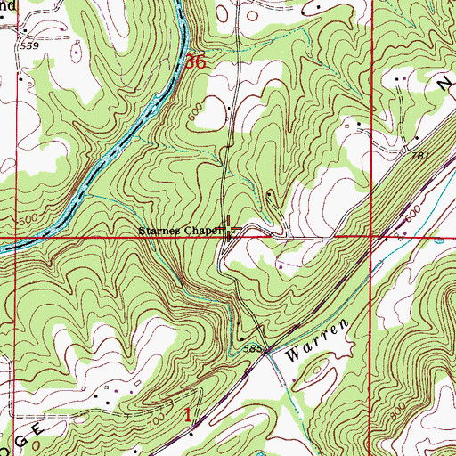 Topographic Map of Starnes Chapel, AL
