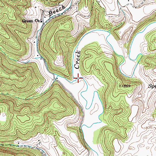 Topographic Map of Beech Run, WV