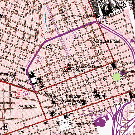 Topographic Map of Dunbar Junior High School, AL