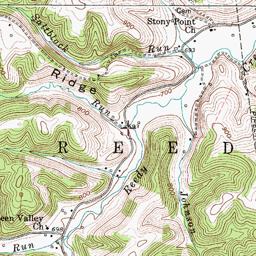 Topographic Map of Beech Run, WV