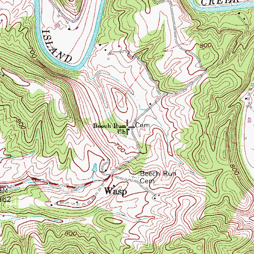 Topographic Map of Beech Run Church, WV