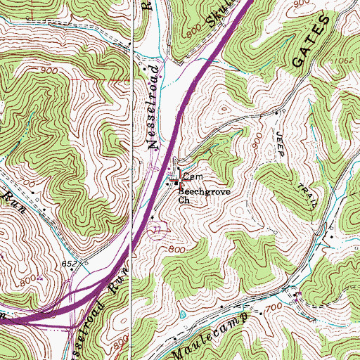 Topographic Map of Beechgrove Church, WV