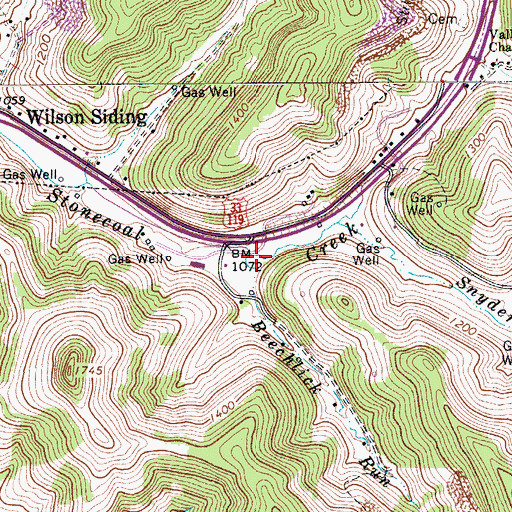 Topographic Map of Beechlick Run, WV
