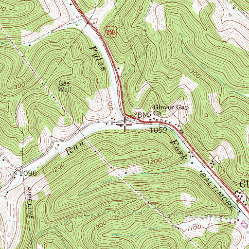 Topographic Map of Beechlick Run, WV