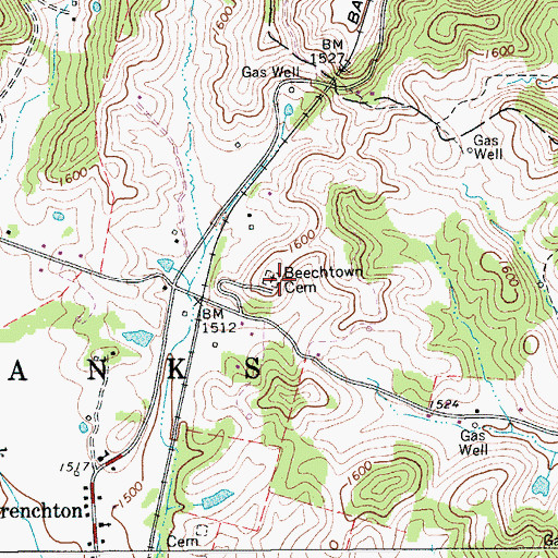 Topographic Map of Beechtown Cemetery, WV