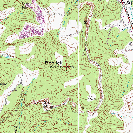 Topographic Map of Beelick Knob, WV
