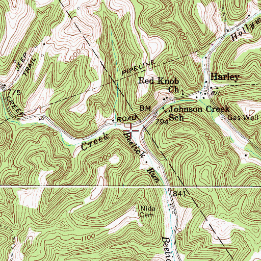 Topographic Map of Beelick Run, WV