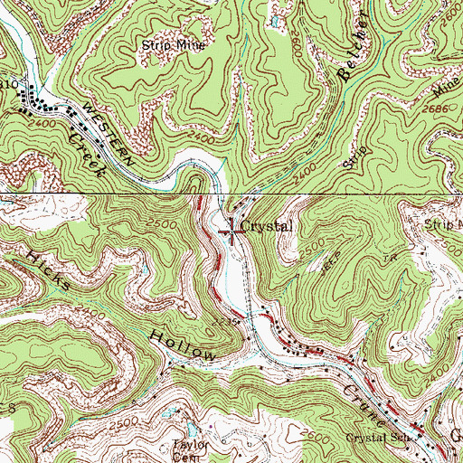 Topographic Map of Belcher Branch, WV