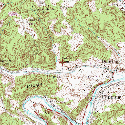 Topographic Map of Belcher Cemetery, WV