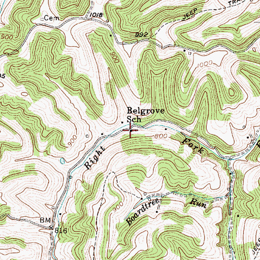 Topographic Map of Belgrove School (historical), WV