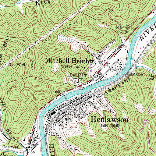 Topographic Map of Bell Cemetery, WV