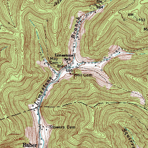 Topographic Map of Bell Cemetery, WV
