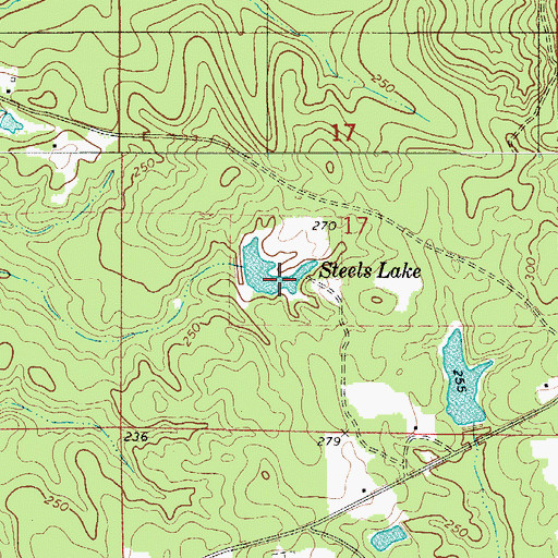 Topographic Map of Steels Lake, AL