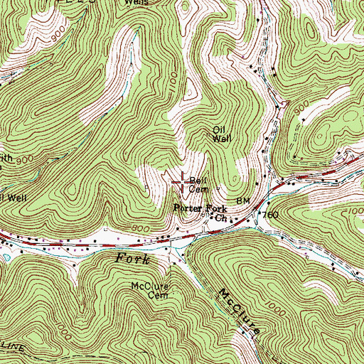Topographic Map of Bell Cemetery, WV