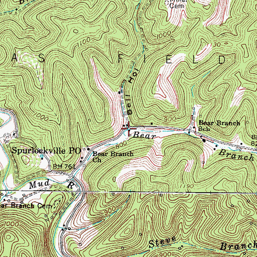 Topographic Map of Bell Hollow, WV