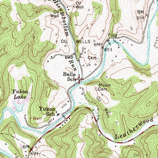 Topographic Map of Belle School (historical), WV
