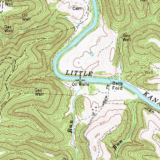 Topographic Map of Bells Run, WV
