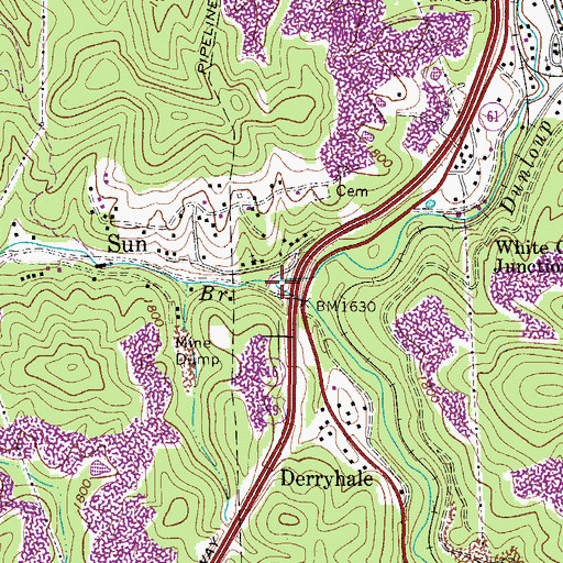 Topographic Map of Bend Branch, WV