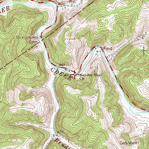 Topographic Map of Bender Run Church, WV