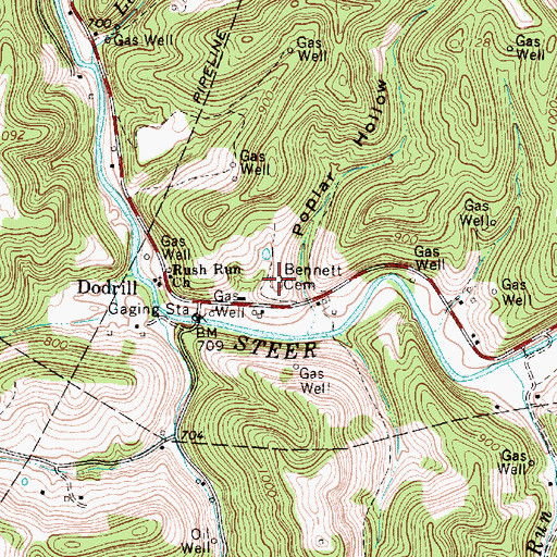 Topographic Map of Bennett Cemetery, WV