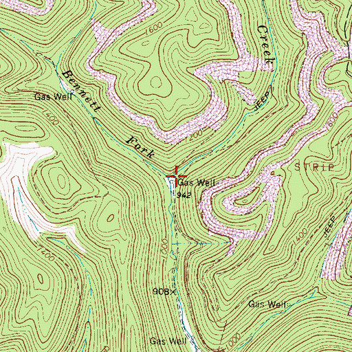 Topographic Map of Bennett Fork, WV