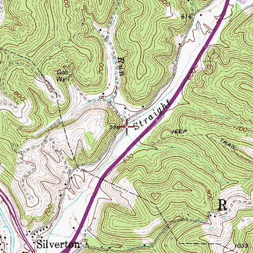 Topographic Map of Bennett Run, WV