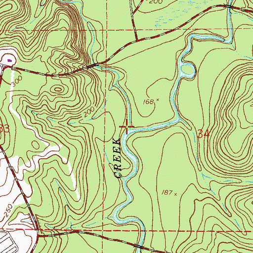 Topographic Map of Steep Head Creek, AL