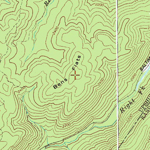 Topographic Map of Bens Flats, WV