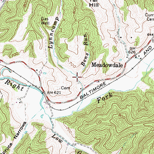 Topographic Map of Bens Run, WV
