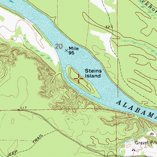 Topographic Map of Steins Island, AL