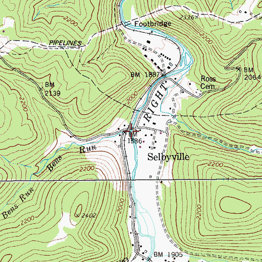 Topographic Map of Bens Run, WV