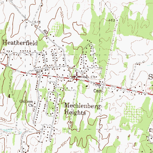 Topographic Map of Berean Church, WV