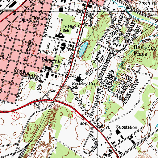 Topographic Map of Berkeley Heights Elementary School, WV
