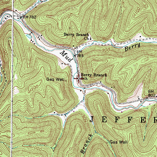 Topographic Map of Berry Branch School (historical), WV