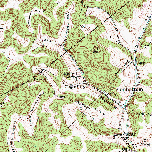 Topographic Map of Berry Cemetery, WV