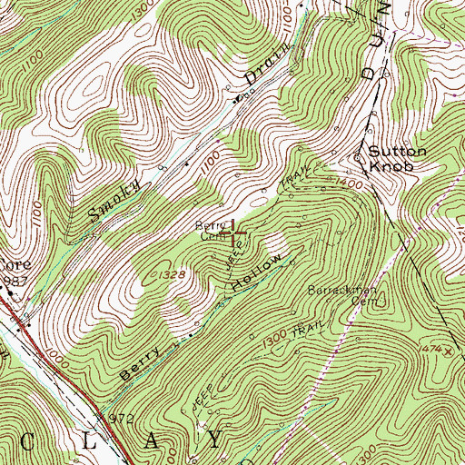 Topographic Map of Berry Cemetery, WV